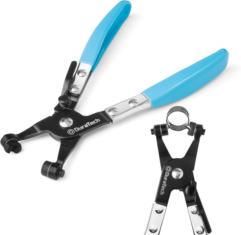 DURATECH Hose Clamp Pliers, Hose Clamp Tool with Swivel Flat Band, Automotive Repair Tool for the Removal and Installation of Ring-Type and Spring Band Clamps - Image 1